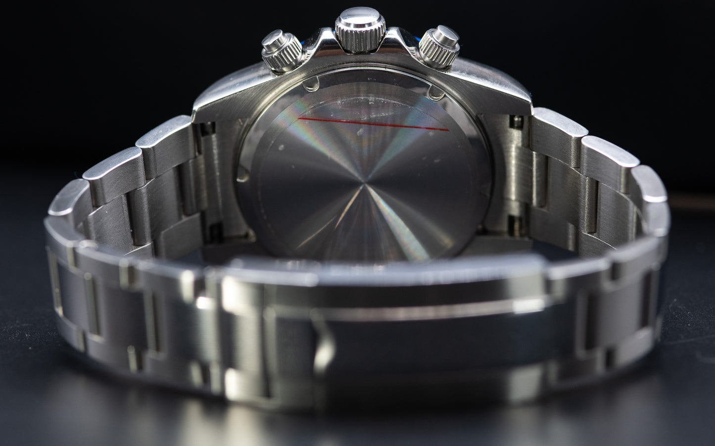 Seiko homage Daytona with a black dial and moonrock sub dials